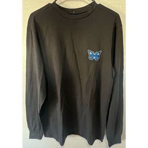 NWT Eighty Eight Brand Black Long Sleeve T-Shirt With Butterfly Patch